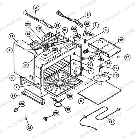 Взрыв-схема микроволновой печи Electrolux NF4078 - Схема узла H40 Housing, glass tray  C